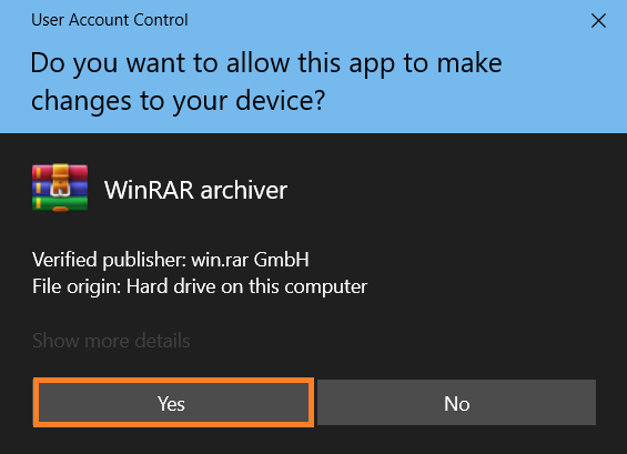 Open and wun WinRAR program