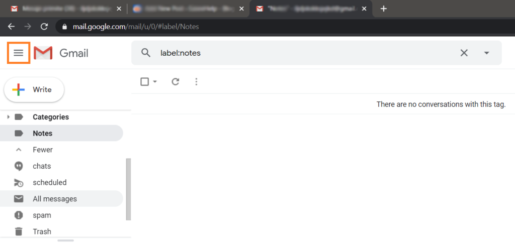 Main menu Gmail